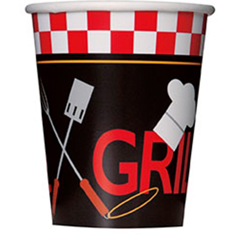 8 BBQ Backyard Party paper cups 266ml