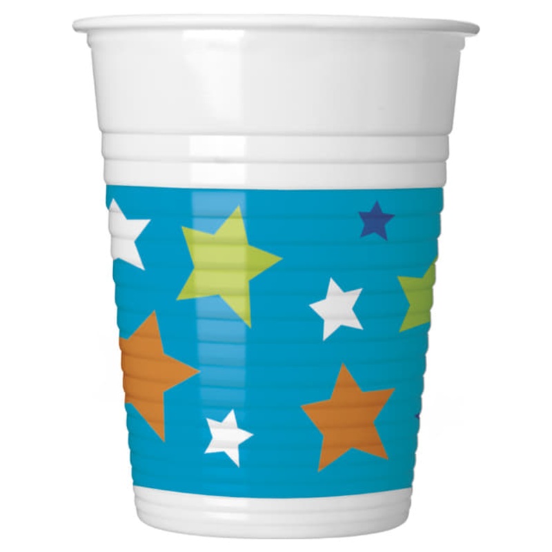 8 Birthday Explosion plastic cups 200ml