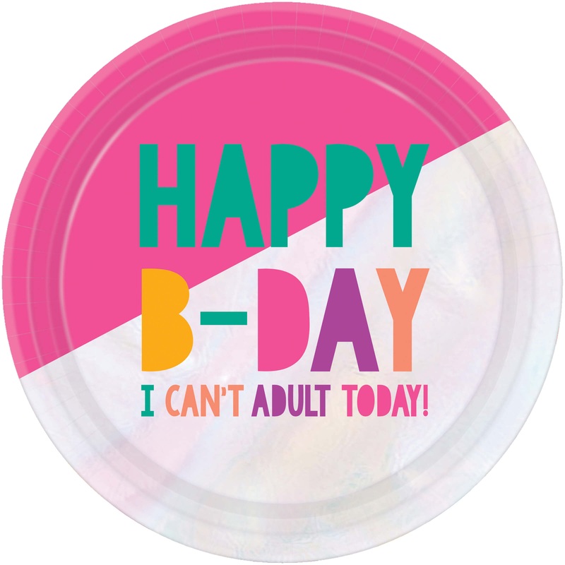 8 Birthday Vibes paper plates 23cm