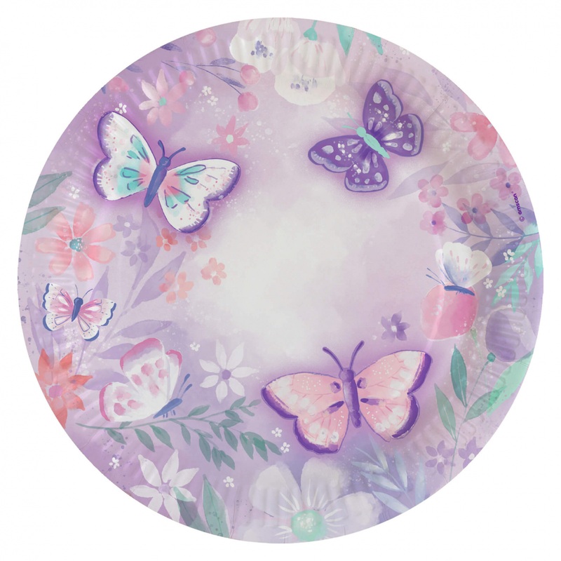 8 butterfly garden paper plates 23cm
