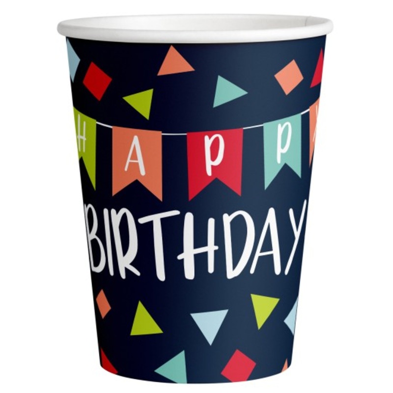 8 colorful birthday paper cups 250ml