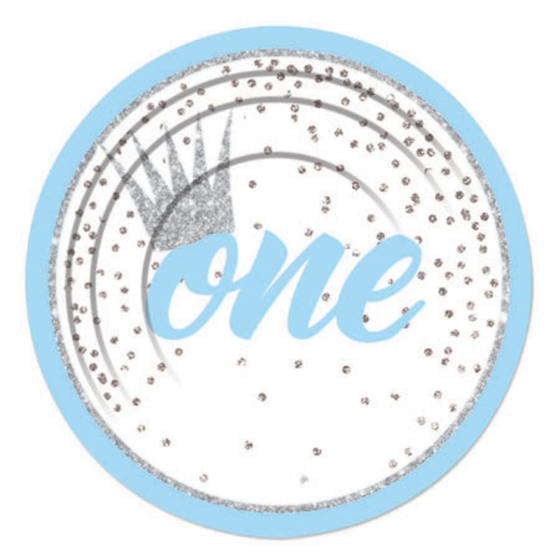 8 First Birthday Prince paper plates 17cm