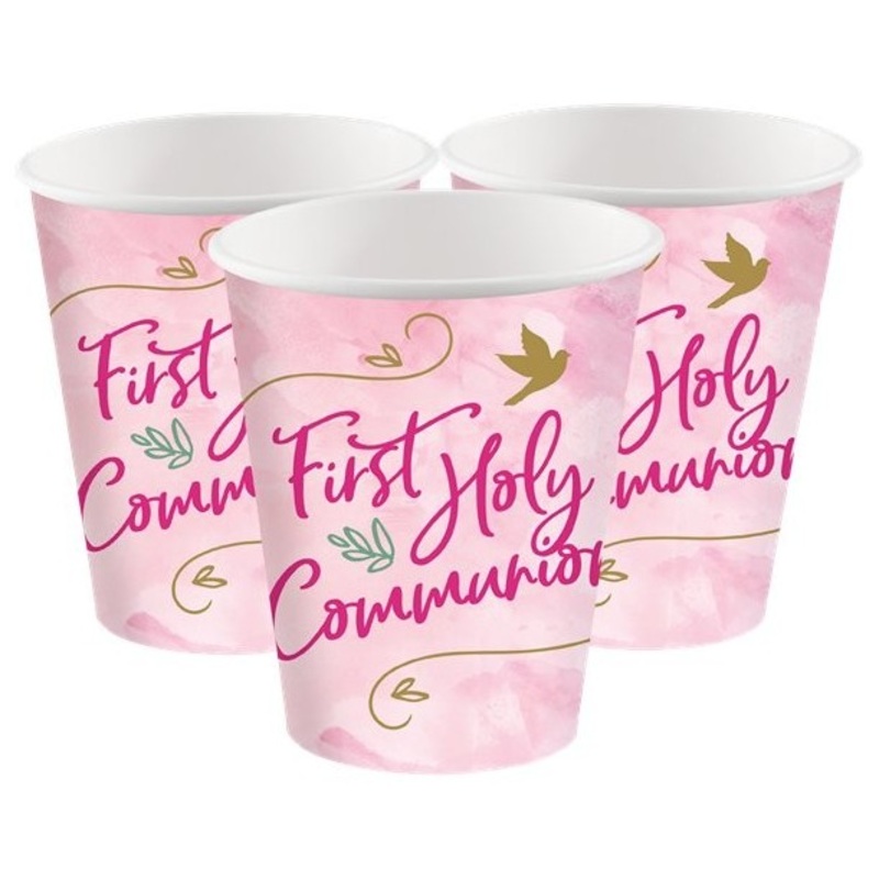8 first communion paper cups 250ml