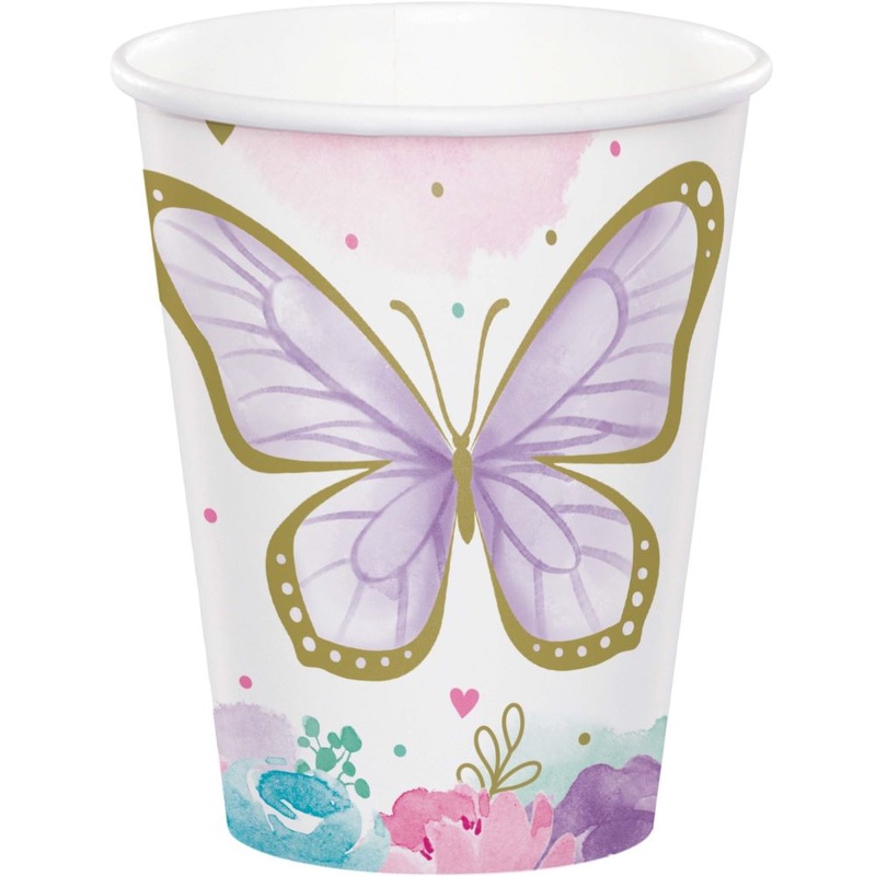 8 Fly Butterfly paper cups 250ml
