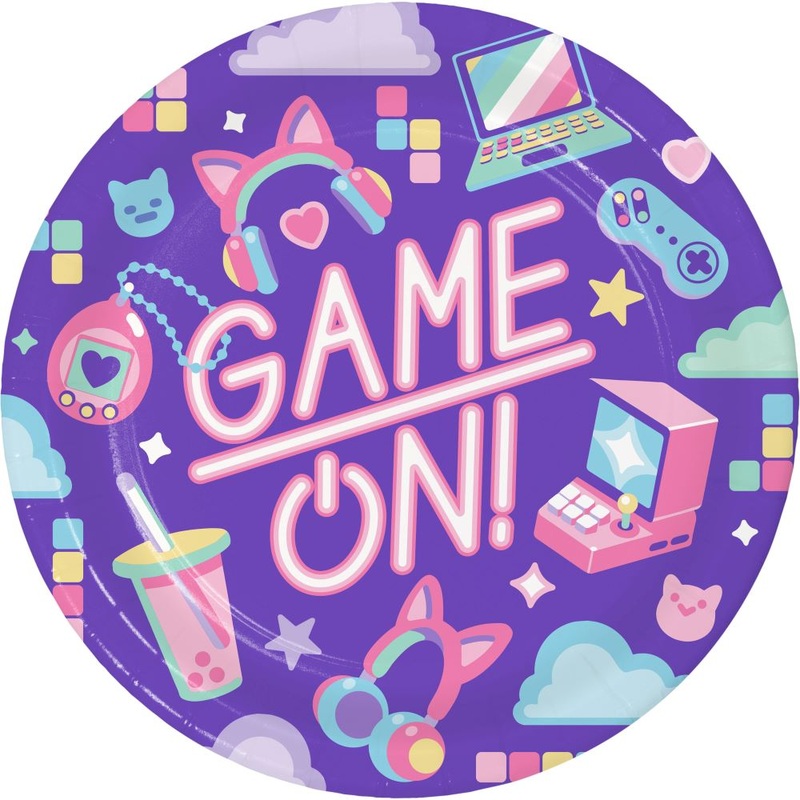 8 Gamer Girls paper plates 23cm