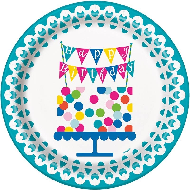 8 Happy Birthday paper plates Party Night 23cm