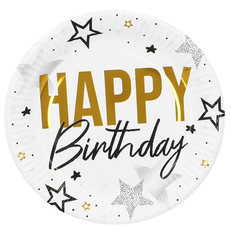 8 Happy Birthday Star Paper Plates 23cm