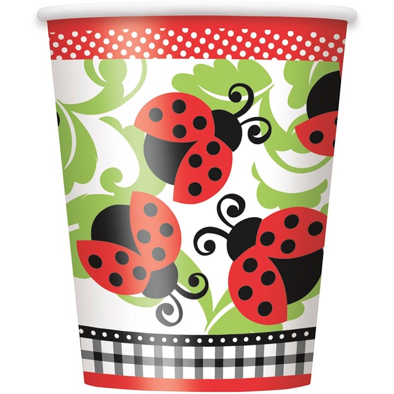 8 ladybugs Mileys birthday party paper cups 266ml