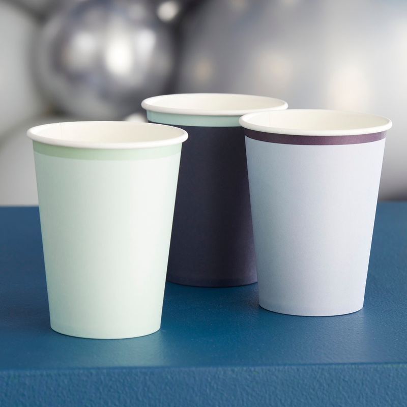 8 Mix Blue Eco paper cups 250ml