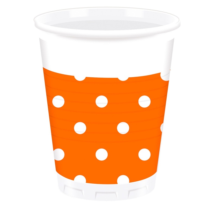 8 Mix Patterns dots cups orange 200ml