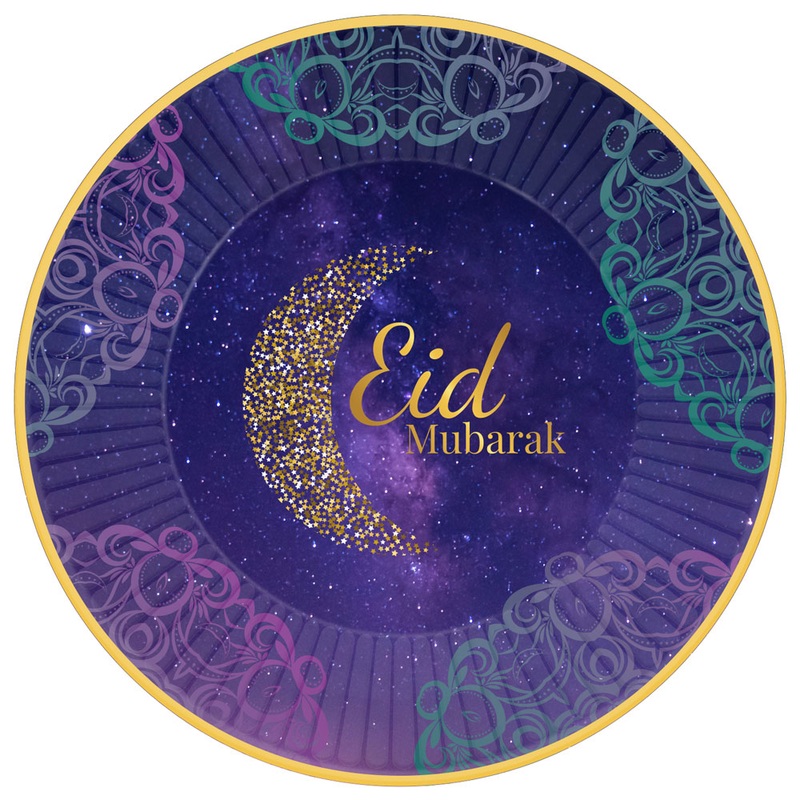 8 New Moon Eid Mubarak plates 23cm