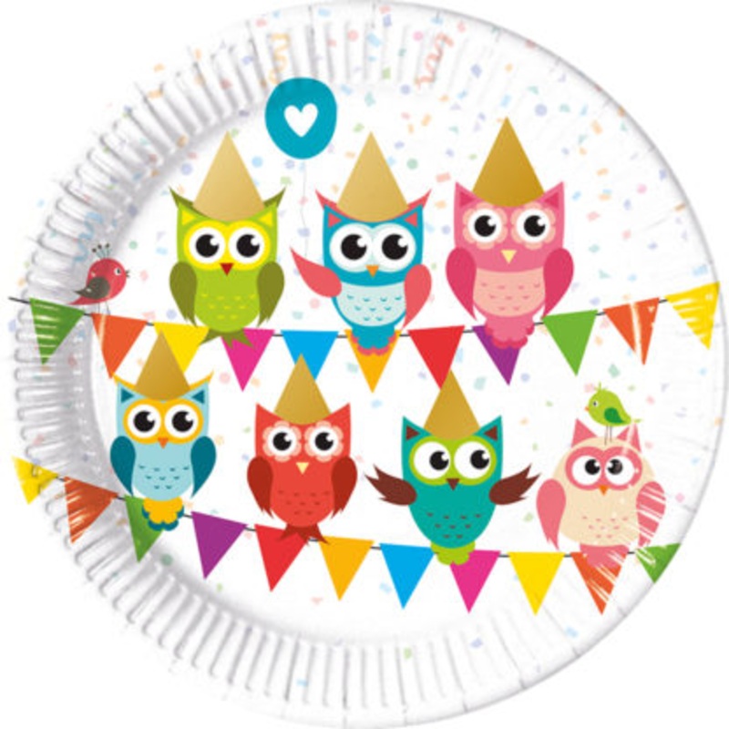 8 owls Fiesta paper plates 23cm
