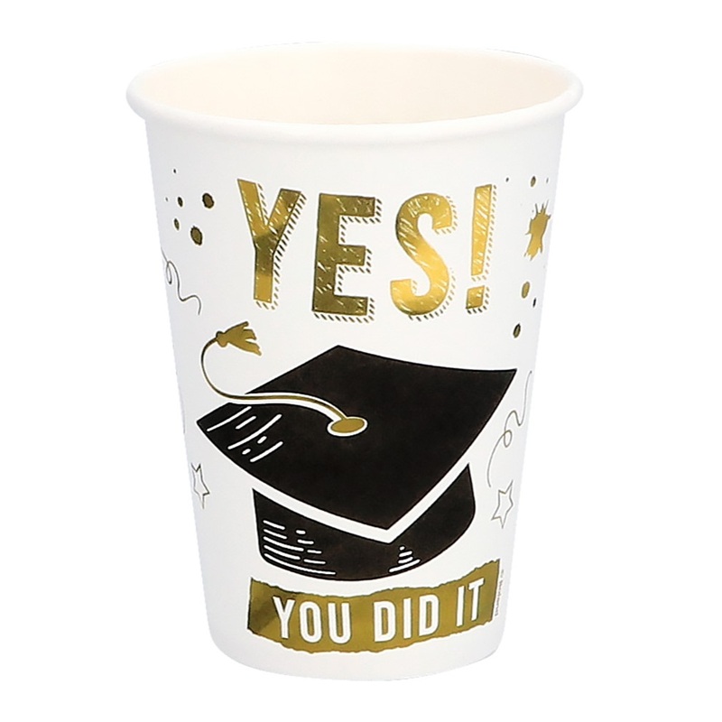 8 paper cups Graduation Glam 250ml