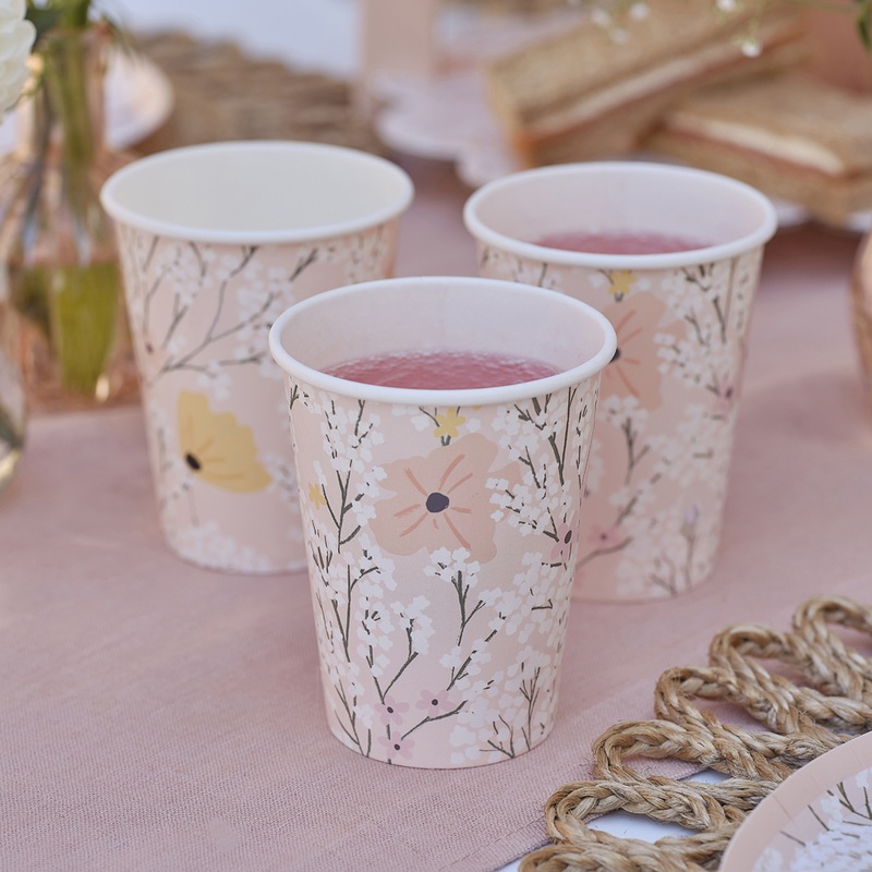 8 paper cups Sea of Flowers 250ml