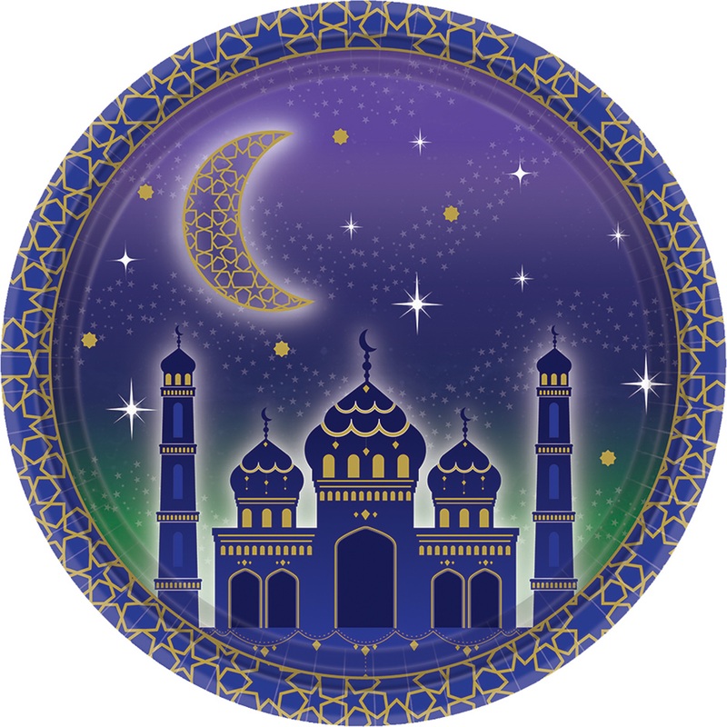8 paper plates Eid Mubarak 18cm