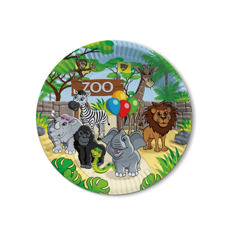 8 party at the zoo paper plates 23cm