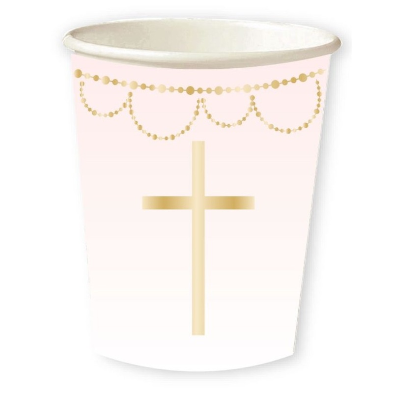 8 rosy festive paper cups 227ml