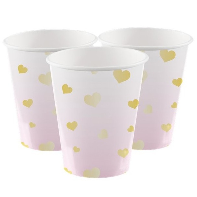 8 Royal First Birthday paper cups pink 250ml