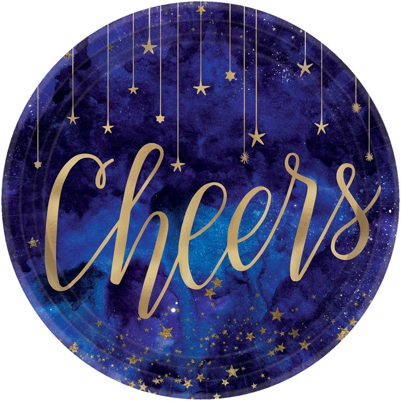 8 Shining New Year paper plates 18cm