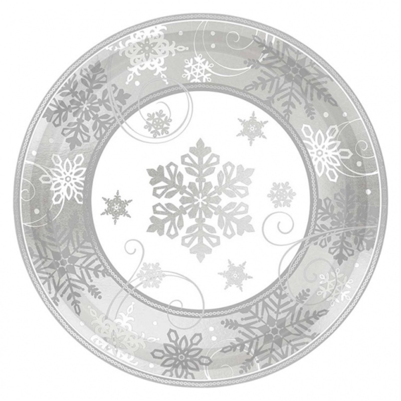 8 snowflakes land paper plates 18cm
