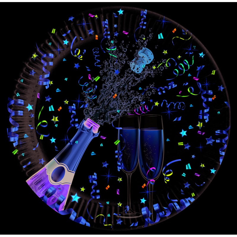 8 Sparkling Celebration paper plates 23cm