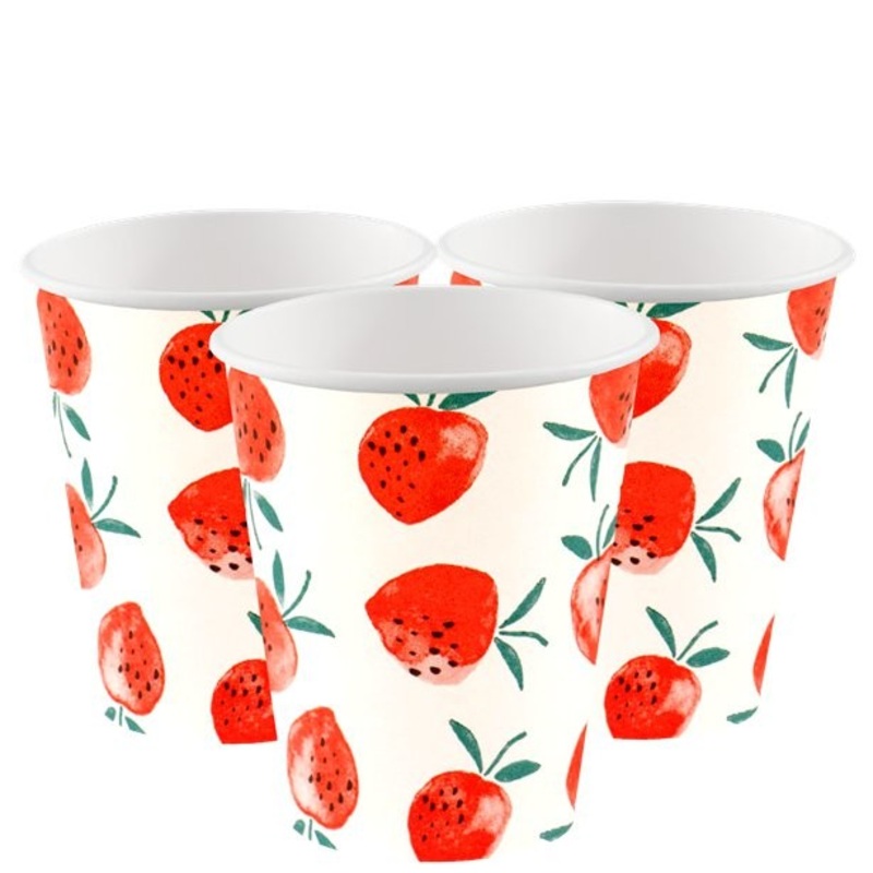 8 strawberry party cups 250ml