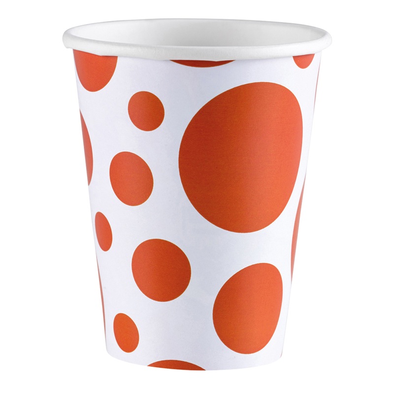 8 sweet dots paper cups orange 266ml
