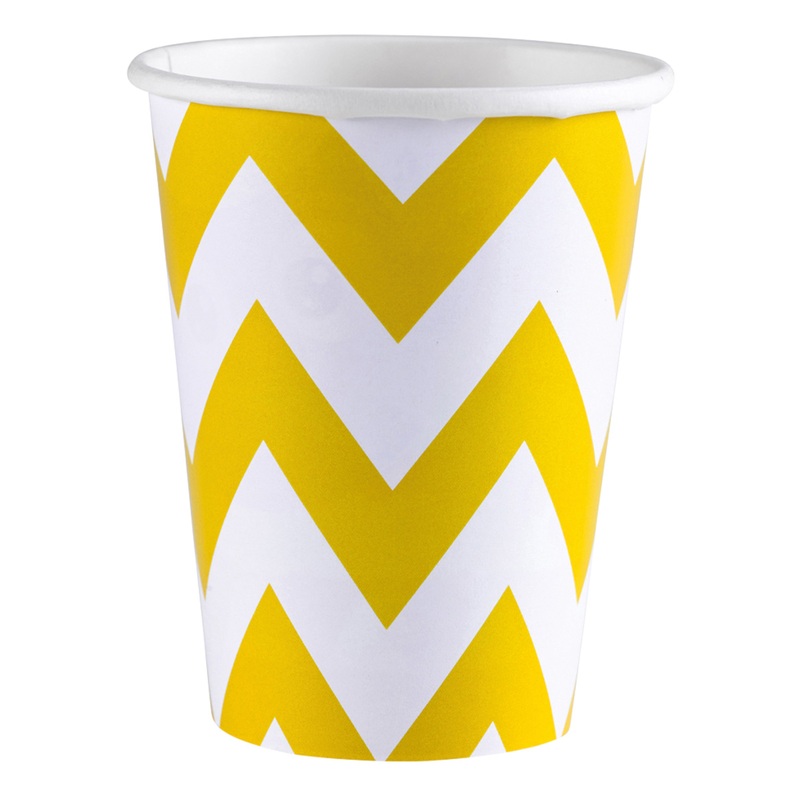 8 sweet pink paper cups yellow
