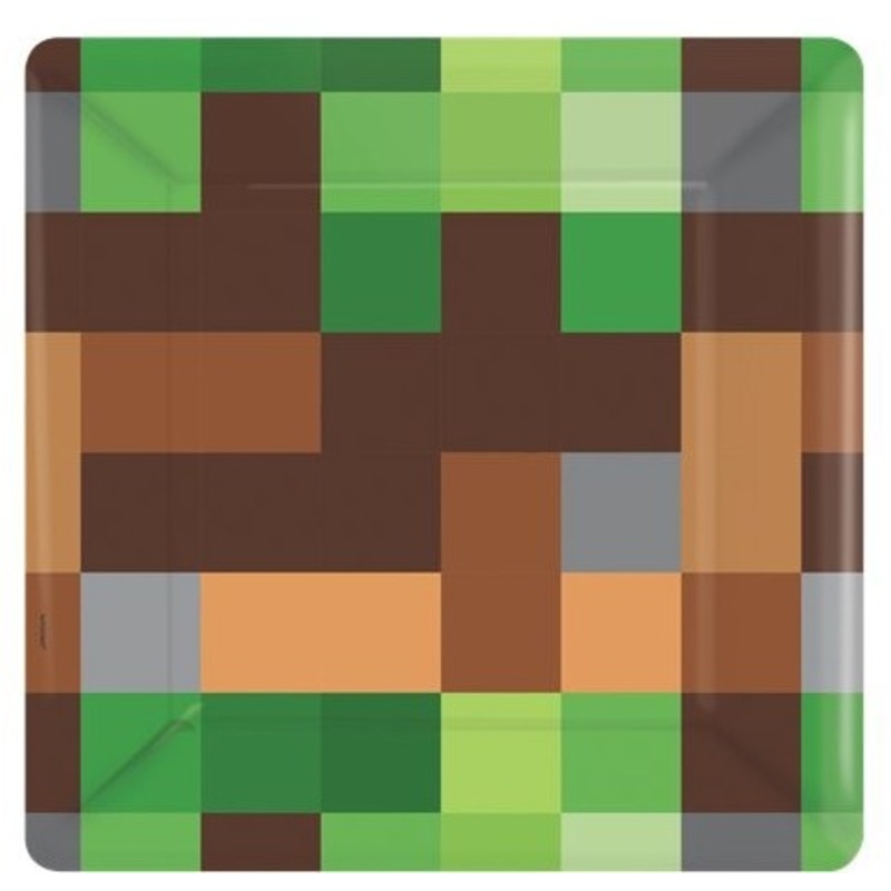 8 TNT Pixel Party paper plates 18cm