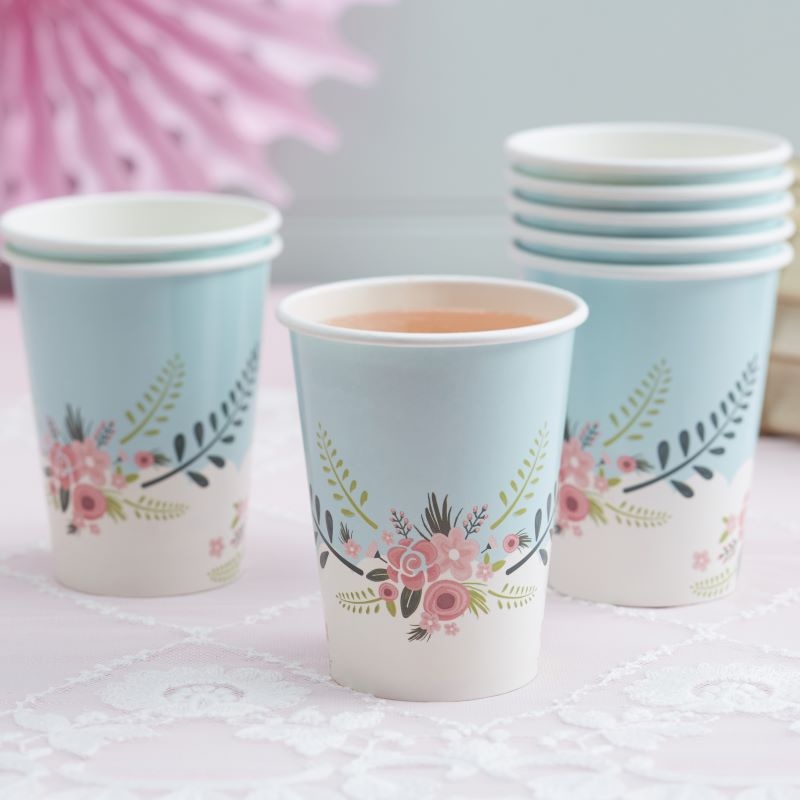 8 Vintage Flore paper cups 250ml