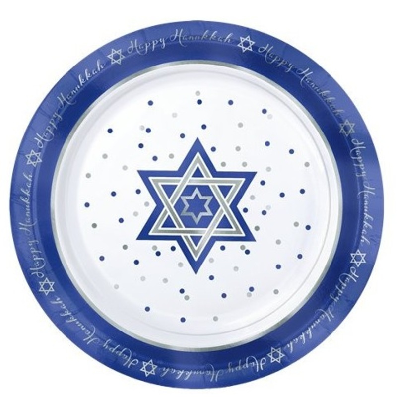 Happy Hanukkah plastic plate 19cm