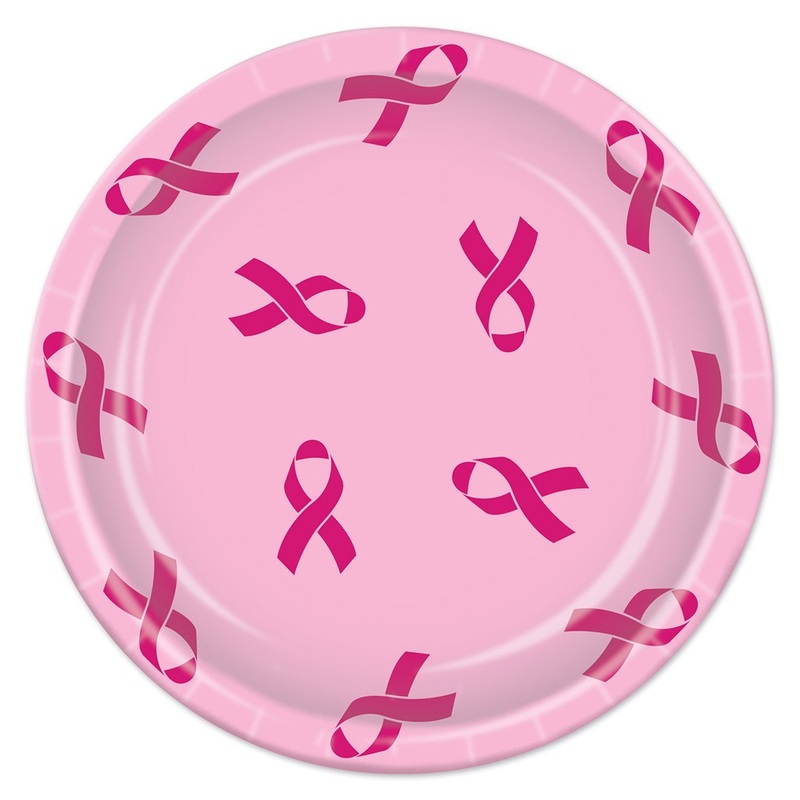 Paper plate with pink bows 23cm