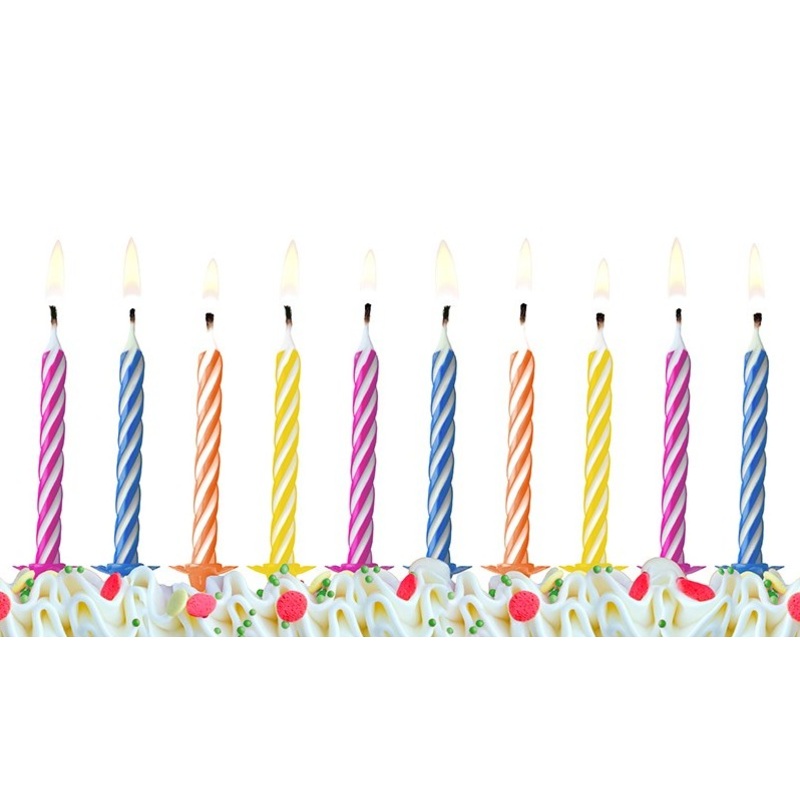 10 birthday candles in the color mix 6cm
