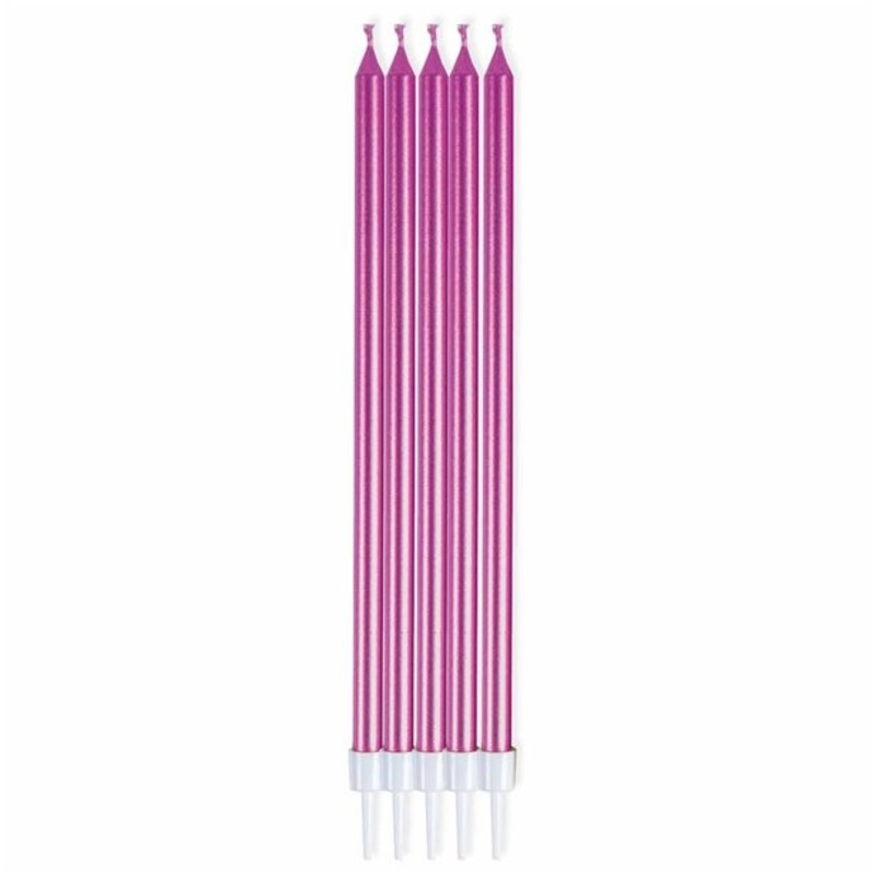 10 giant cake candles metallic pink 16cm