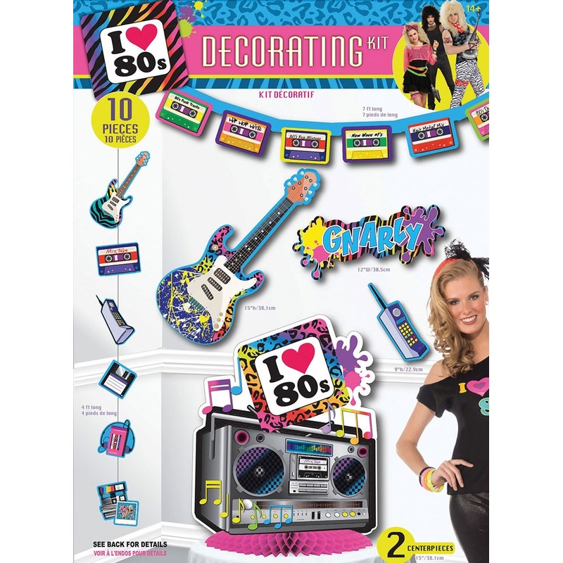 10-piece 80s party decoration set