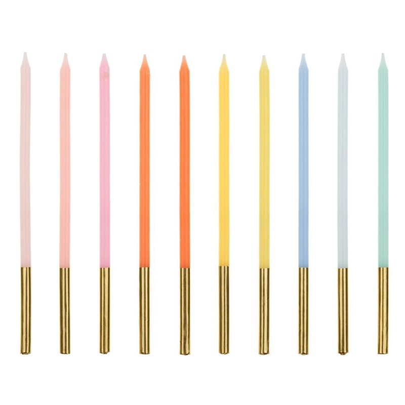 10 smooth cake candles narrow 14cm