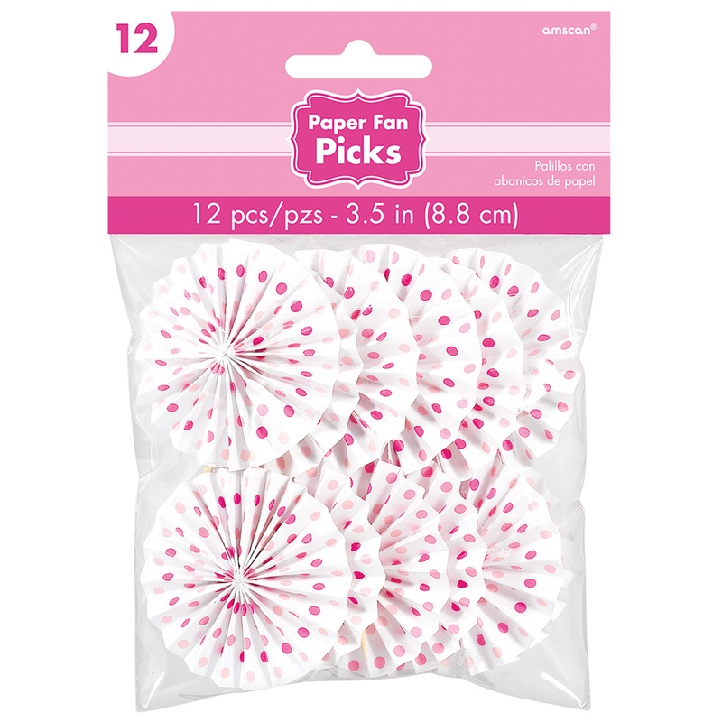 12 candy buffet paper rosettes skewers pink