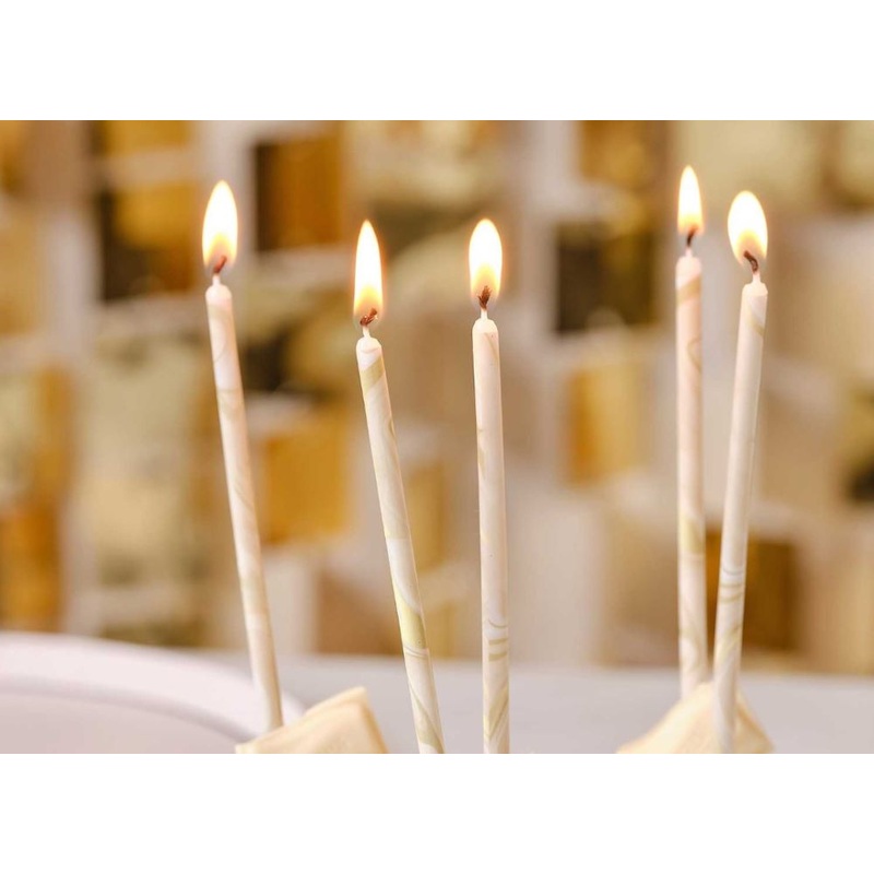 12 elegant champagne cake candles 18cm