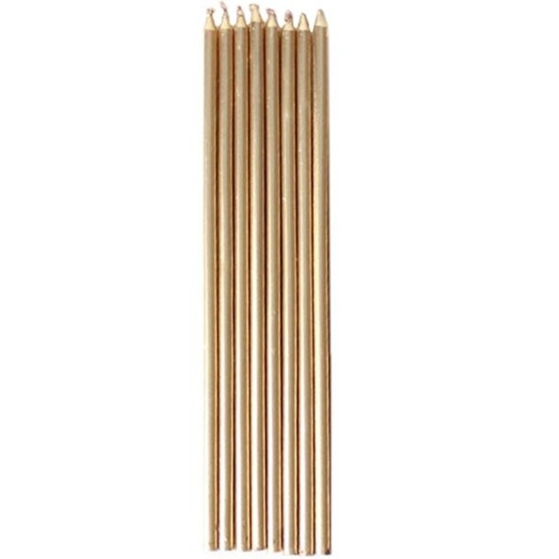 12 giant cake candles gold 16cm