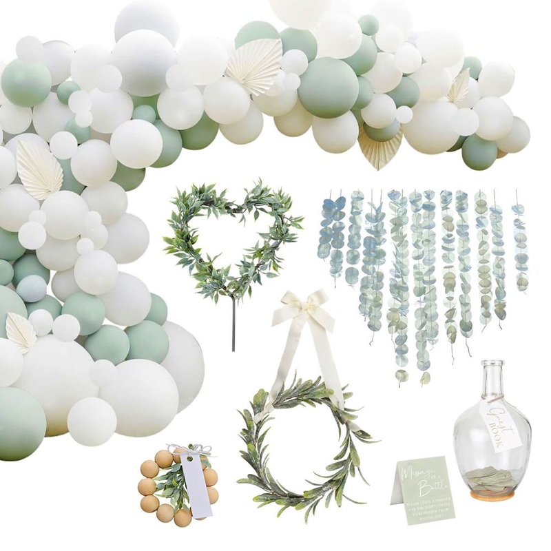 14-piece wedding decoration set in green-sage