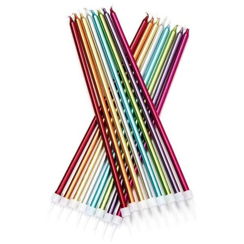 16 extra long metallic cake candles 18cm
