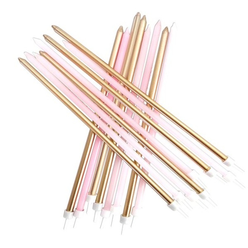 16 XXL cake candles pink-gold 18cm
