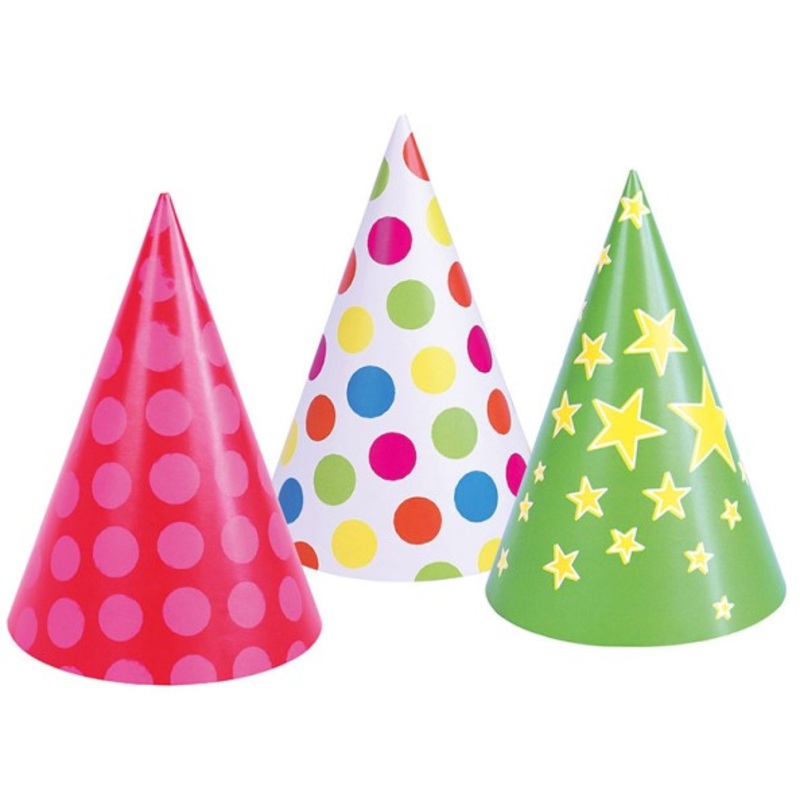 50 colorful party hats 16cm
