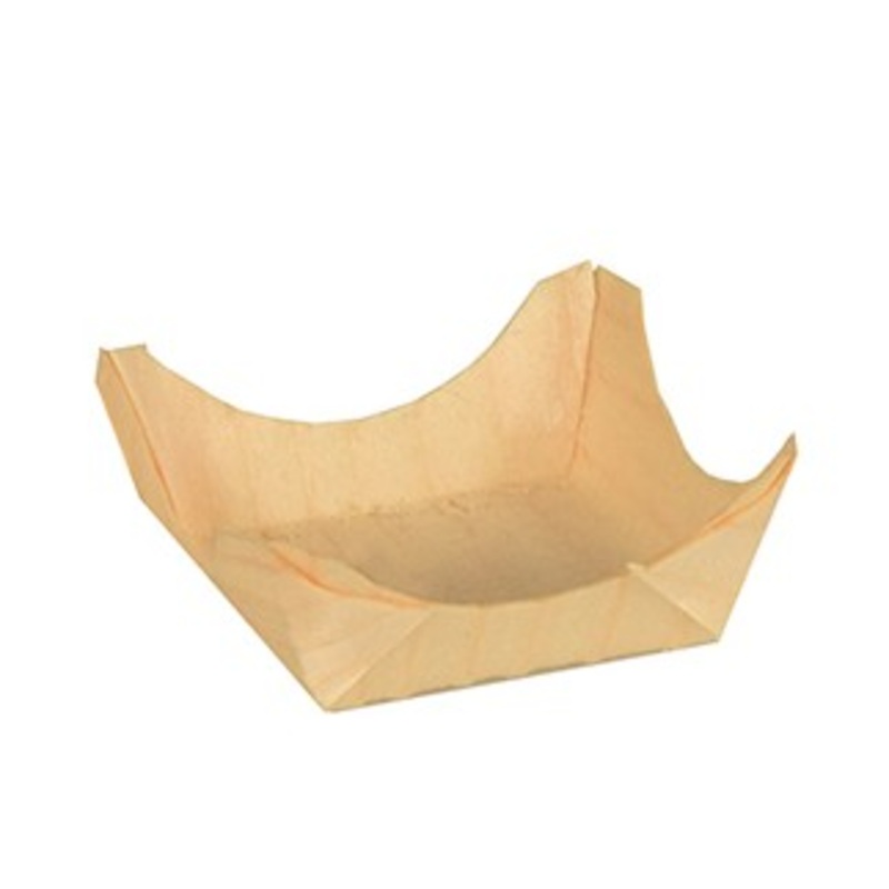 50 wooden finger food bowls square 4 x 4cm