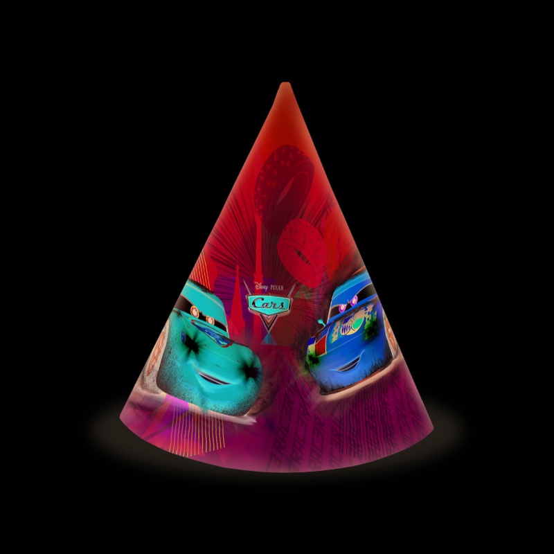6 Cars Ice Racer party hats 16cm