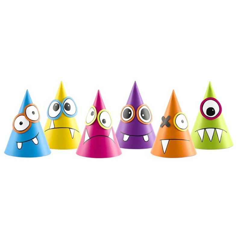 6 DIY monster party hats 16cm