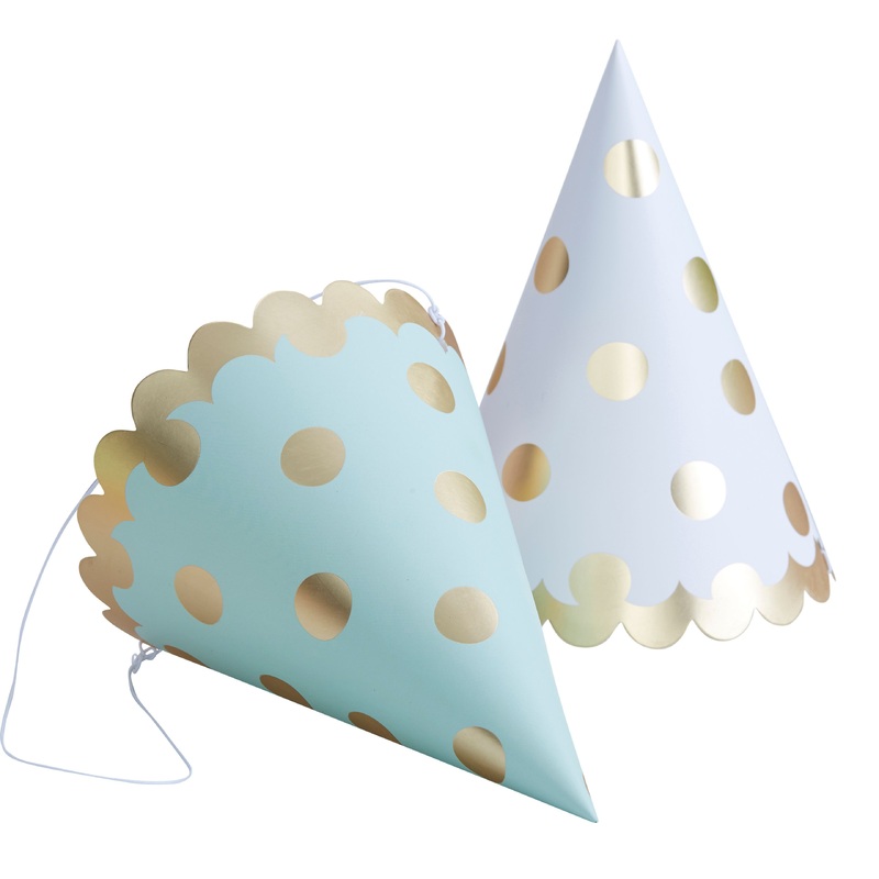 6 Mix & Match points party hats gold 17cm