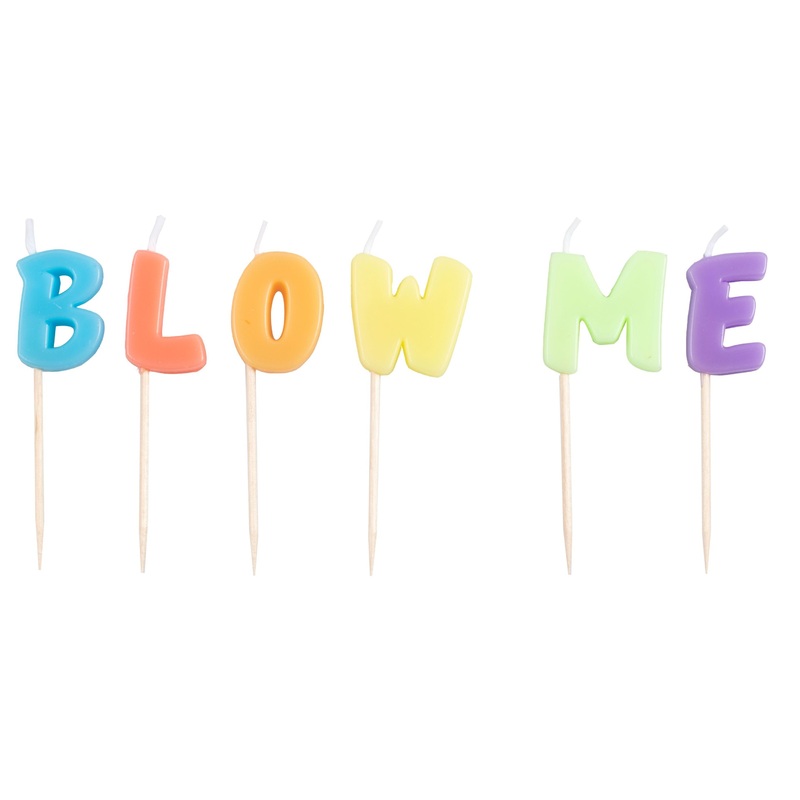 6 Nasty Birthday Blow me cake candles 7cm