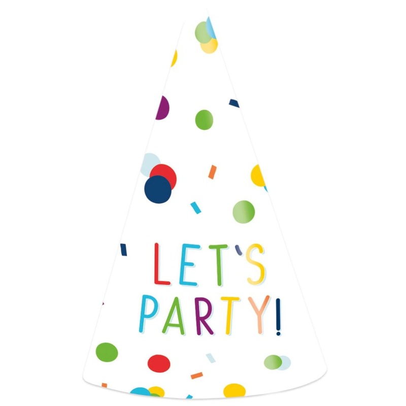 8 confetti party hats 16cm