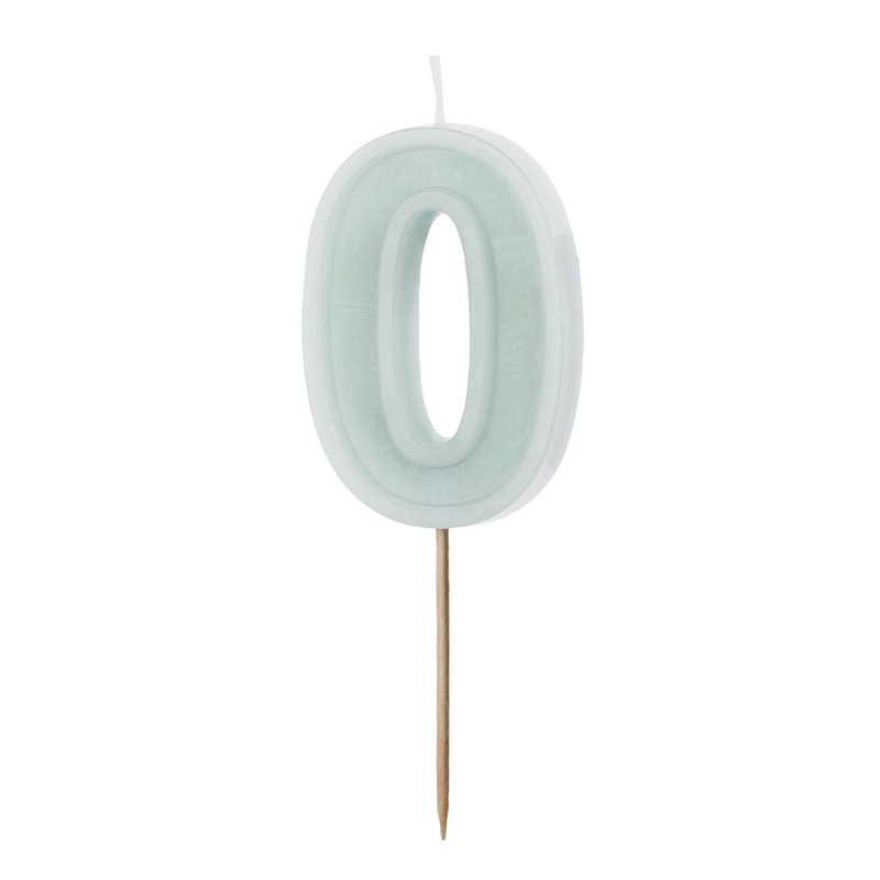 Cake candle number 0 green-blue 6cm